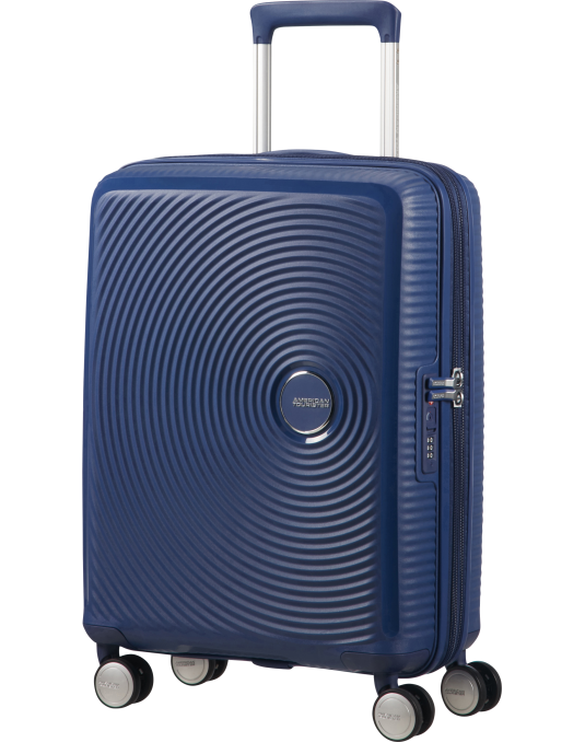 Soundbox 4-wheel cabin baggage Spinner Expandable suitcase 55x40x20/23cm Bass Black